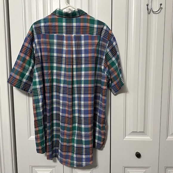 Brooks Brothers Shirt 346 Mens Plaid Button Down Madras X Large Short Sleeve - Picture 6 of 7